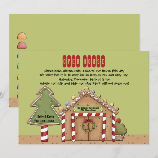 Gingerbrood Open House Invitation Kaart (Voorkant / Achterkant)