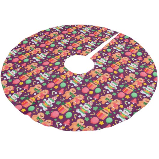 Gingerbrood Polyester Tree Skirt Kerstboom Rok (Gekanteld)