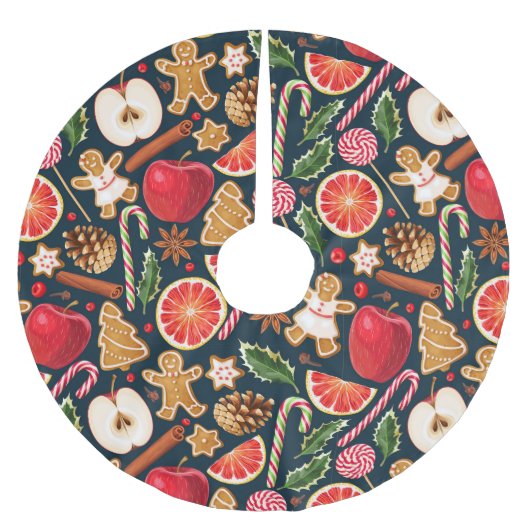 Gingerbrood Polyester Tree Skirt Kerstboom Rok (Voorkant)