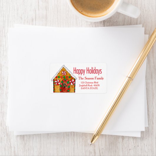 Gingerbrood Prettige feestdagen adreslabel Etiket (Insitu)