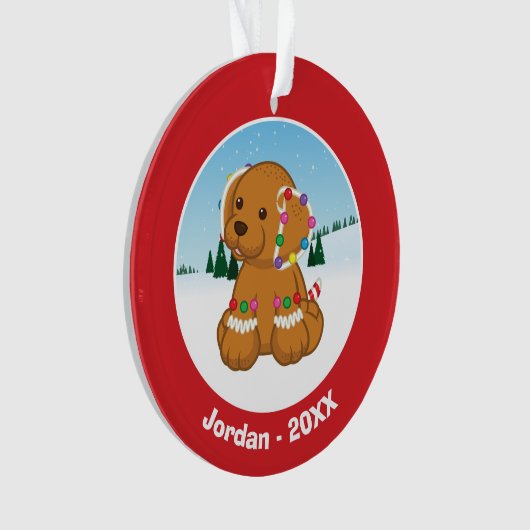 Gingerbrood Puppy Ornament (voorkant)
