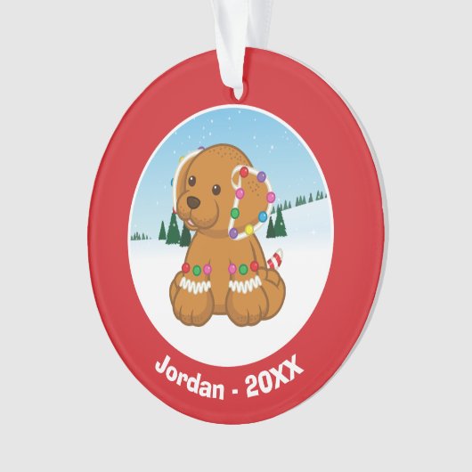 Gingerbrood Puppy Ornament (voorkant)
