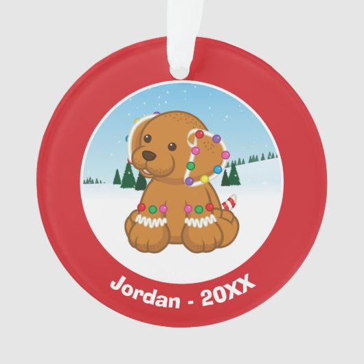 Gingerbrood Puppy Ornament (voorkant)