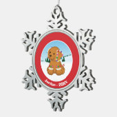 Gingerbrood Puppy Tin Sneeuwvlok Ornament (Rechts)