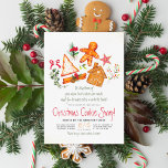 Gingerbrood Red Pset met kerstmis Koekjeswisselbud<br><div class="desc">Koekjespapier bevat een tandenbrood, een ontbijtkoek en een kerstboomkoekje met waterverf groen, kaneelstokken, een rode boog, een sterknop en een rode winterbessen. "Kerstkoekjesruil" is in grote decoratieve handschrift geschreven. Er is genoeg tekst van de sjabloon voor u om uw partijidee te beschrijven. Het achterpatroon is een rood buffelvormig vormgegeven met...</div>