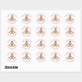 Gingerbrood Rood met liefdeskerstmis Ronde Sticker (Vel)