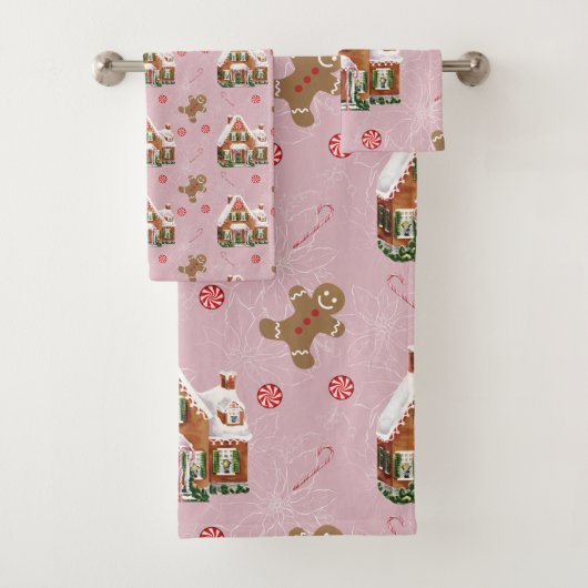 Gingerbrood - Roze kerstkeukenset Bad Handdoek (Insitu)