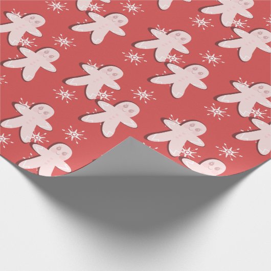Gingerbrood Roze koekje en Snowflakes Cadeaupapier (Hoek)