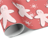 Gingerbrood Roze koekje en Snowflakes Cadeaupapier (Rol Hoek)
