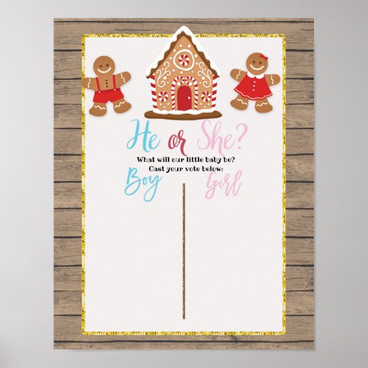 Gingerbrood Rustic Wood Genderkwesties Openbaar st Poster (Voorkant)