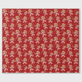 Gingerbrood Santa Candy Cane Pattern Cadeaupapier (Vlak)