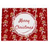 Gingerbrood Santa Candy Cane Pattern | Gift Bag Groot Cadeauzakje (Voorkant)