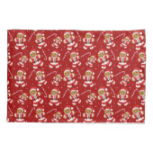 Gingerbrood Santa Candy Cane Pattern Red Kerstmis Kussensloop (Achterkant)