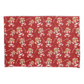 Gingerbrood Santa Candy Cane Pattern Red Kerstmis Kussensloop (Voorkant)