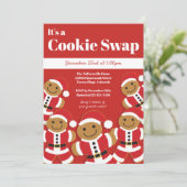 Gingerbrood Santa Cookie Swap Holiday Party Kaart (Staand voorkant)