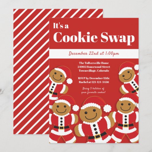 Gingerbrood Santa Cookie Swap Holiday Party Kaart (Voorkant / Achterkant)