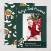 Gingerbrood Santa Foto Baby eerste kerstdag Feestdagenkaart (Voorkant / Achterkant)