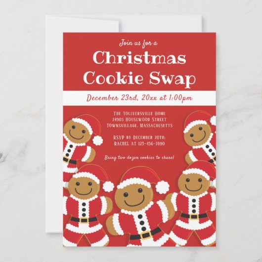 Gingerbrood Santa Kerstmis Cookie Swap Kaart (Voorkant)