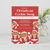 Gingerbrood Santa Kerstmis Cookie Swap Kaart (Staand voorkant)