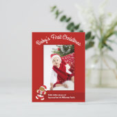 Gingerbrood Santa Red Baby eerste kerstdag Feestdagenkaart (Staand voorkant)