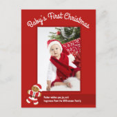 Gingerbrood Santa Red Baby eerste kerstdag Feestdagenkaart (Voorkant)