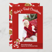 Gingerbrood Santa Red Baby eerste kerstdag Feestdagenkaart (Voorkant / Achterkant)