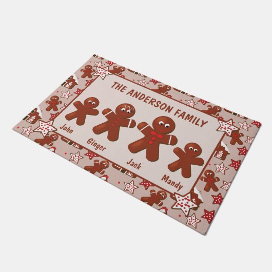 Gingerbrood-serie Vier kerst-kerst op maat Deurmat (Schuin)