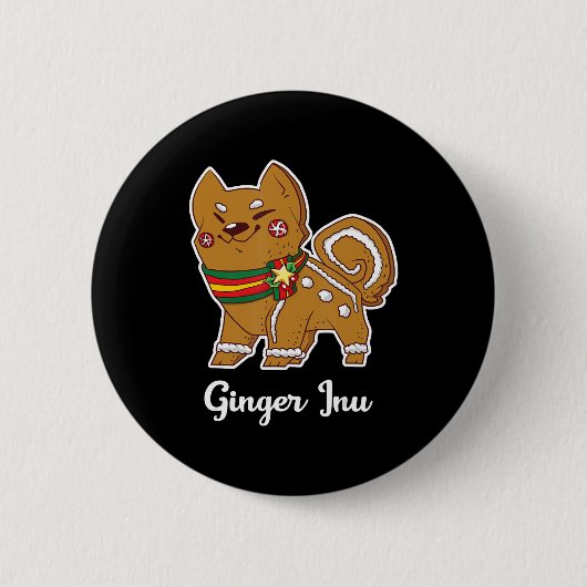 gingerbrood shiba inu meme kerst ronde button 5,7 cm (Voorkant)