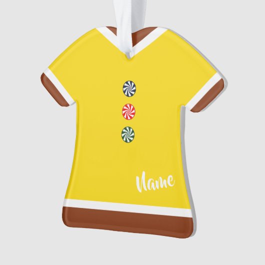 Gingerbrood Shirt Gele Kerstmis Ornament (voorkant)