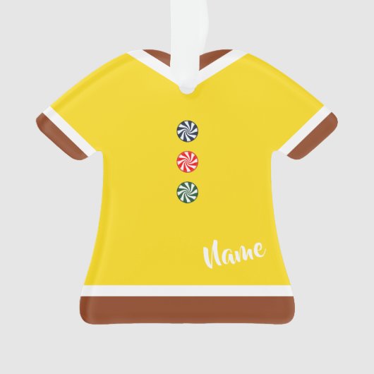 Gingerbrood Shirt Gele Kerstmis Ornament (voorkant)