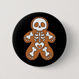 Gingerbrood Skeleton Man Ronde Button 5,7 Cm