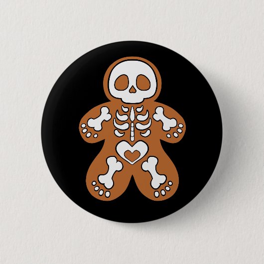 Gingerbrood Skeleton Man Ronde Button 5,7 Cm (Voorkant)