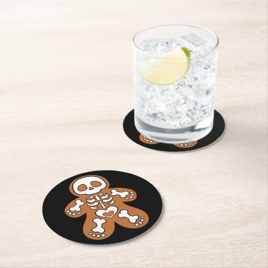 Gingerbrood Skeleton Man Ronde Kartonnen Onderzetter (Insitu)