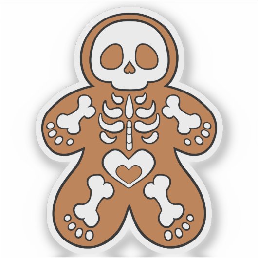 Gingerbrood Skeleton Man Sticker (Voorkant)