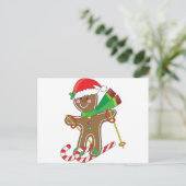 Gingerbrood Skier Briefkaart (Staand voorkant)