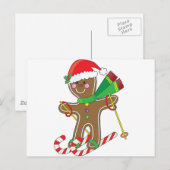 Gingerbrood Skier Briefkaart (Voorkant / Achterkant)