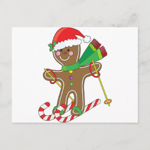 Gingerbrood Skier Briefkaart