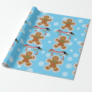 Gingerbrood, sneeuwvlokken en vogels cadeaupapier