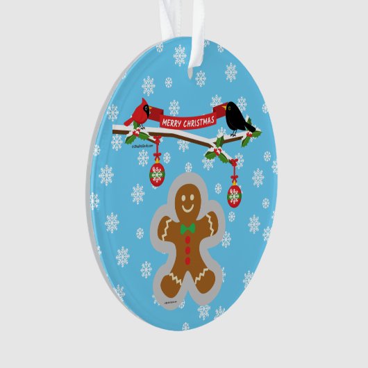 Gingerbrood, sneeuwvlokken en vogels ornament (voorkant)