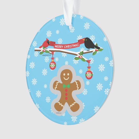 Gingerbrood, sneeuwvlokken en vogels ornament (voorkant)