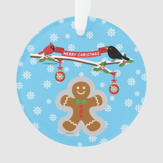 Gingerbrood, sneeuwvlokken en vogels ornament (voorkant)