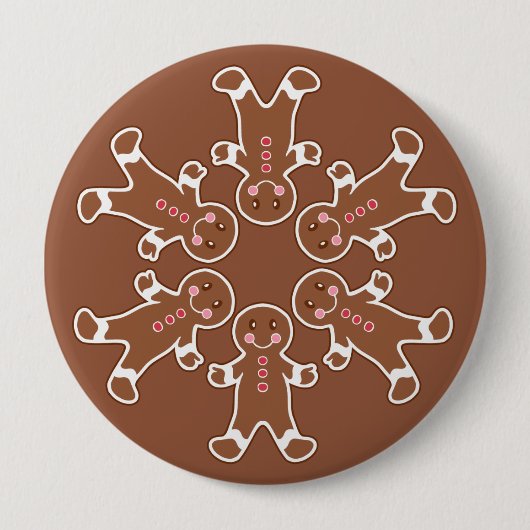 Gingerbrood Snowflake Button (Voorkant)