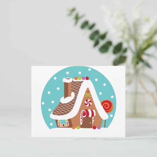 Gingerbrood Snowglobe Briefkaart (Staand voorkant)