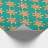Gingerbrood Star Cookies Pattern Green Cadeaupapier (Hoek)