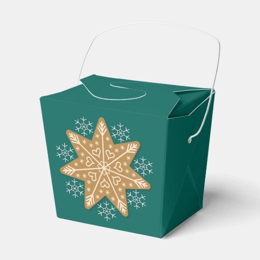 Gingerbrood Star en Snowflakes Blauwgroen Bedankdoosjes (Voorkant Zijde)