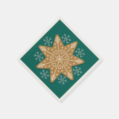 Gingerbrood Star en Snowflakes Blauwgroen Servet (Hoek)