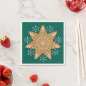 Gingerbrood Star en Snowflakes Blauwgroen Servet (Insitu)