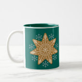 Gingerbrood Star en Snowflakes Blauwgroen Tweekleurige Koffiemok (Links)