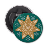 Gingerbrood Star en Snowflakes Button Flesopener (Voorkant)