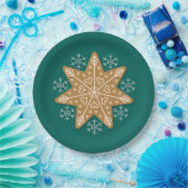 Gingerbrood Star en Snowflakes kerst Papieren Bordje (Feest)
